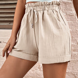 Frenchy Shorts bajo de doblez de cintura con volante