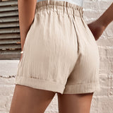 Frenchy Shorts bajo de doblez de cintura con volante