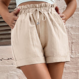 Frenchy Shorts bajo de doblez de cintura con volante