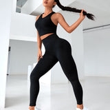 Yoga Basic Leggings con sujetador deportivo con estiramiento alto inconsutil