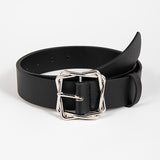 1 pieza Cinturon de PU con hebilla cuadrada superpuesta para mujer Adecuado para uso diario