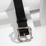 1 pieza Cinturon de PU con hebilla cuadrada superpuesta para mujer Adecuado para uso diario