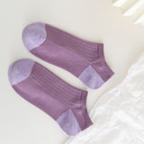 5 pares de calcetines de mujer a rayas moradas, colores aleatorios