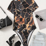 EZwear Body con estampado de marmol corte alto