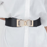 Y2K Cinturon elastico con hebilla simetrica con decoracion de diamantes de imitacion para abrigos y vestidos