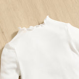 Bebe nina Camiseta de cuello alto ribete en forma de lechuga
