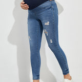 Maternidad Jeans ajustados desgarro de cintura ancha