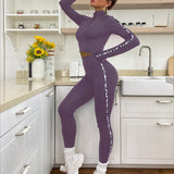 Yoga Basic Leggings con camiseta deportiva transpirable suave cinta lateral