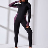Yoga Future 2 piezas traje de Yoga de alta elasticidad para Fitness conjunto de trajes de gimnasio con agujeros para los pulgares media cremallera superior polainas de bolsillo para telefono