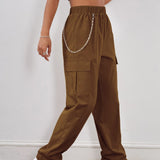 Pantalones cargo de cintura elastica con cadena