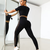 Yoga Sxy Conjunto deportivo de manga raglan de cintura ancha con abertura
