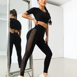 Yoga Sxy Conjunto deportivo de manga raglan de cintura ancha con abertura
