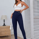 Prive Pantalones de talle alto con diseno de boton