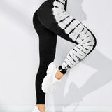 Yoga Trendy Leggings de yoga con efecto tenido anudado panel acanalado Leggings atleticas de control de barriga elasticas altas