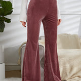 EZwear Pantalones de talle alto pierna amplia de terciopelo