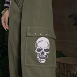 ROMWE Grunge Punk Pantalones con estampado de craneo unido en contraste