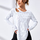 Camiseta deportiva transpirable suave con abertura bajo curvo