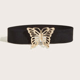 Elegante cinturon elastico con decoracion de mariposas Y2K para abrigos y vestidos
