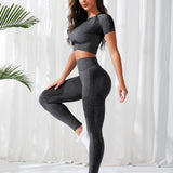 Yoga Basic Conjunto deportivo inconsutil de manga raglan control de barriga