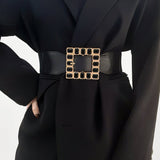 Cinturon elastico con hebilla cuadrada de moda para abrigos y vestidos