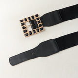 Cinturon elastico con hebilla cuadrada de moda para abrigos y vestidos