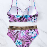 Swim Vcay Vestido de baño bikini push up floral girante con diseno de puntada