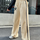 ICON Pantalones con estampado de estrella con cinta lateral en contraste