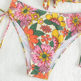 Vestido de baño bikini cruzado con estampado floral
