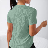 Yoga Trendy Camiseta deportiva con estampado geometrico bajo curvo