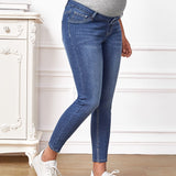Maternidad Jeans ajustados de cintura ancha con lavado