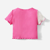 Bebe Camiseta de color combinado ribete en forma de lechuga tejido de canale