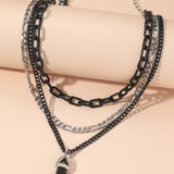 Collar con forma de serpiente y cadena metalica oscura multicapa de 1 pieza adecuado para que las mujeres lo usen a diario