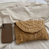 Bolso de embrague minimalista de moda de las vacaciones de la playa, color solido, versatil para hacer compras