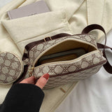 Mini bolso cuadrado con patron geometrico con monedero, bolso cuadrado con patron retro, bolso bandolera clasico para mujer con bolso colgante