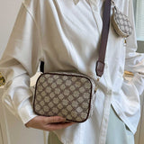 Mini bolso cuadrado con patron geometrico con monedero, bolso cuadrado con patron retro, bolso bandolera clasico para mujer con bolso colgante