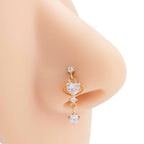Perno nariz zirconia cubica con adorno de corazon cobre popular perforacion Joya de cuerpo regalo para mujeres & Hombres