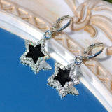 ROMWE Street Life 1 par Pendientes largos moda aleacion de zinc con estrella con diseno de diamante de imitacion para mujeres para decoracion diaria