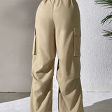 PETITE Pantalones cargo con bolsillo lateral con solapa bajo con cordon