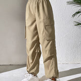 PETITE Pantalones cargo con bolsillo lateral con solapa bajo con cordon