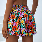 VCAY Shorts con estampado floral de cintura elastica