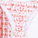 Swim Vcay Conjunto de bikini de tie dye Brasier tipo bandeau con nudo en la parte delantera y bottom de bikini de corte alto y pantalones para cubrir Vestido de baño de 3 piezas