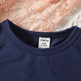 Camiseta lisa con cuello redondo para bebe nina