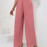 Frenchy Pantalones de pierna ancha unicolor plisado