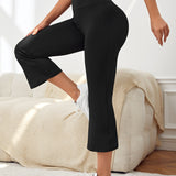 Yoga Basic Pantalones capri de cintura ancha pierna amplia
