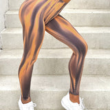 Yoga Trendy Leggings deportivos con estampado de tie dye control de barriga