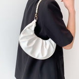 Bolsa nube plisada de Color solido para mujer con decoracion de perlas artificiales, bolso de mano y de hombro, venta de Viernes Negro