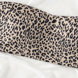 Swim Vcay Top bikini bandeau con estampado de leopardo