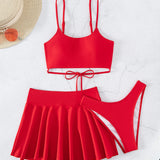 Swim Vcay 3 piezas con cordon Vestido de baño bikini & Falda de playa