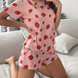 Conjunto de pijama con estampado de fresa