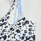 Yoga Trendy con estampado de letra Camiseta & con estampado de leopardo Leggings & Brasier